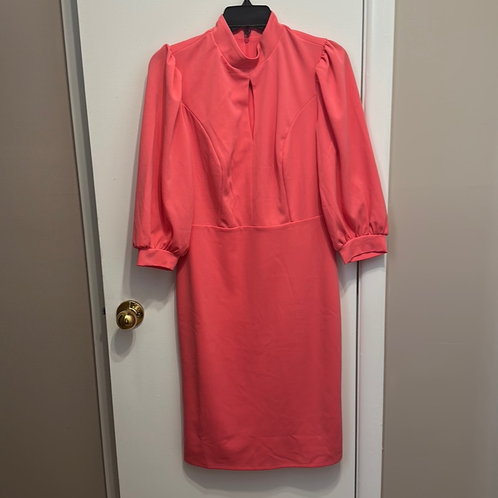 Coral 3/4 sleeve sheath dress